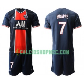 Paris Saint Germain Kylian Mbappé 7 Bambino Maglia Prima 2020/2021 Manica Corta (+ Pantaloncini)